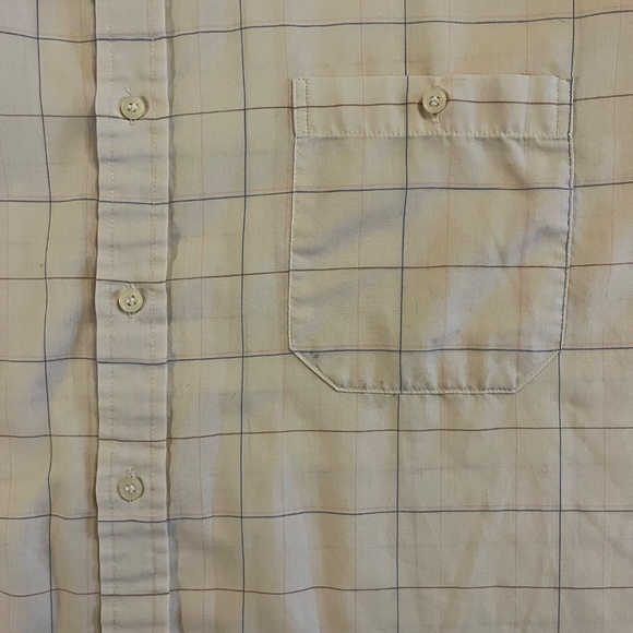 Vintage Steeplechase Tan Plaid Short Sleeve Button Down - Picture 4 of 5
